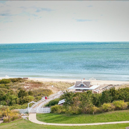 A path leading to a beach.