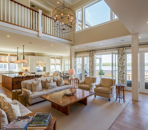 A living room area inside a cottage.