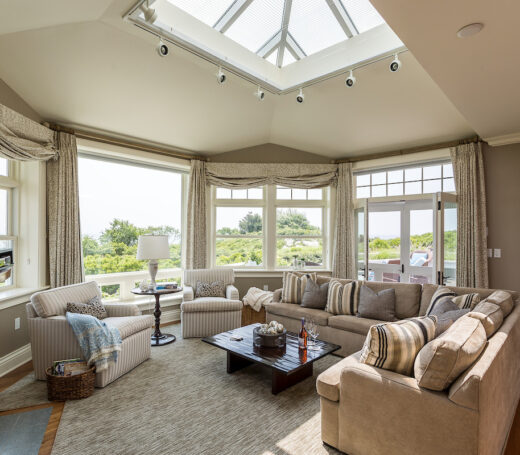 A living room in a signature suite.