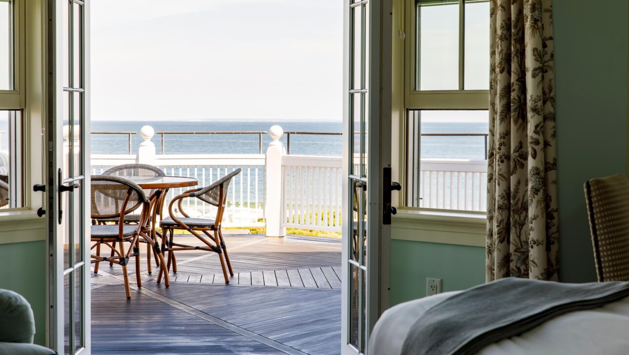 Narragansett Suite veranda overlooking the ocean.