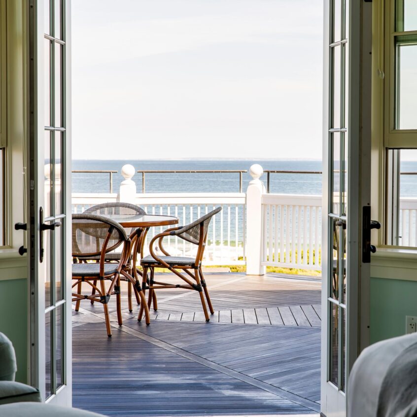 Narragansett Suite veranda overlooking the ocean.