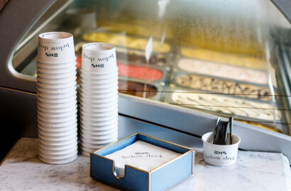 Ice cream cups, napkins, and spoons at Below Deck.