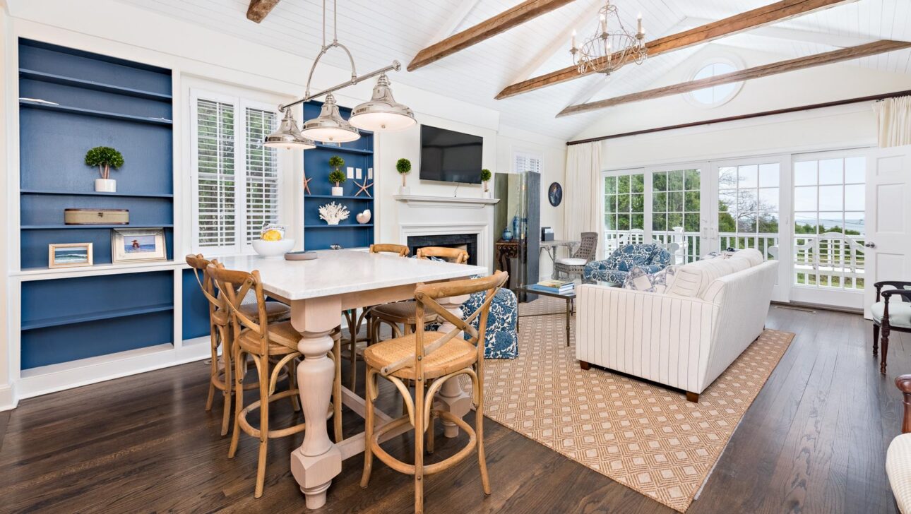 The School House cottage dining area and living room.