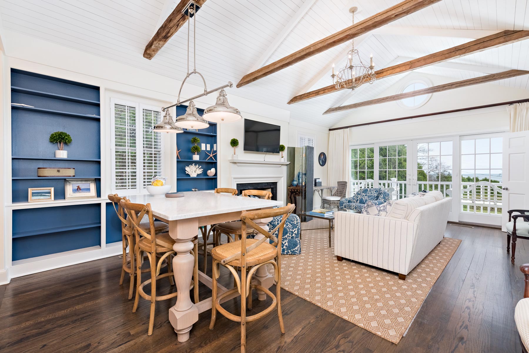 The School House cottage dining area and living room.