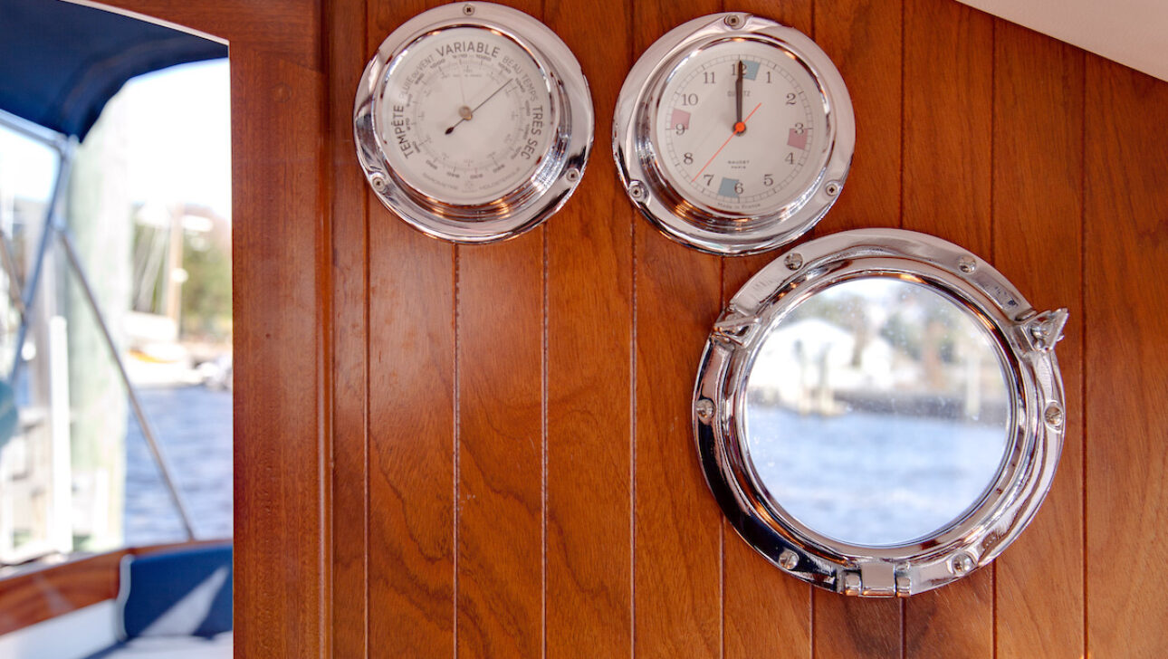 The wall of a yacht from the inside.